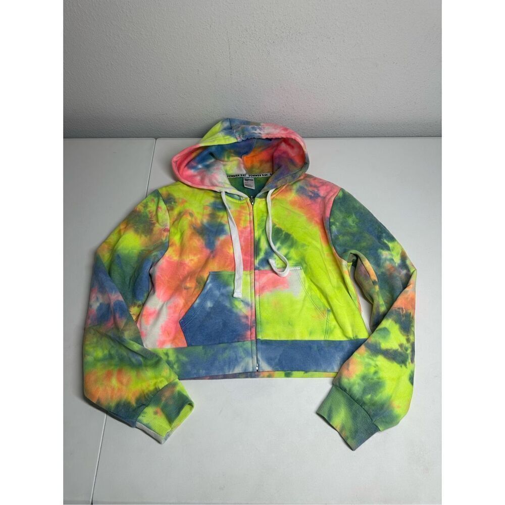 Sommer Ray Tie Dye Cropped Hooded Jacket Cotton Blend Women’s Size M